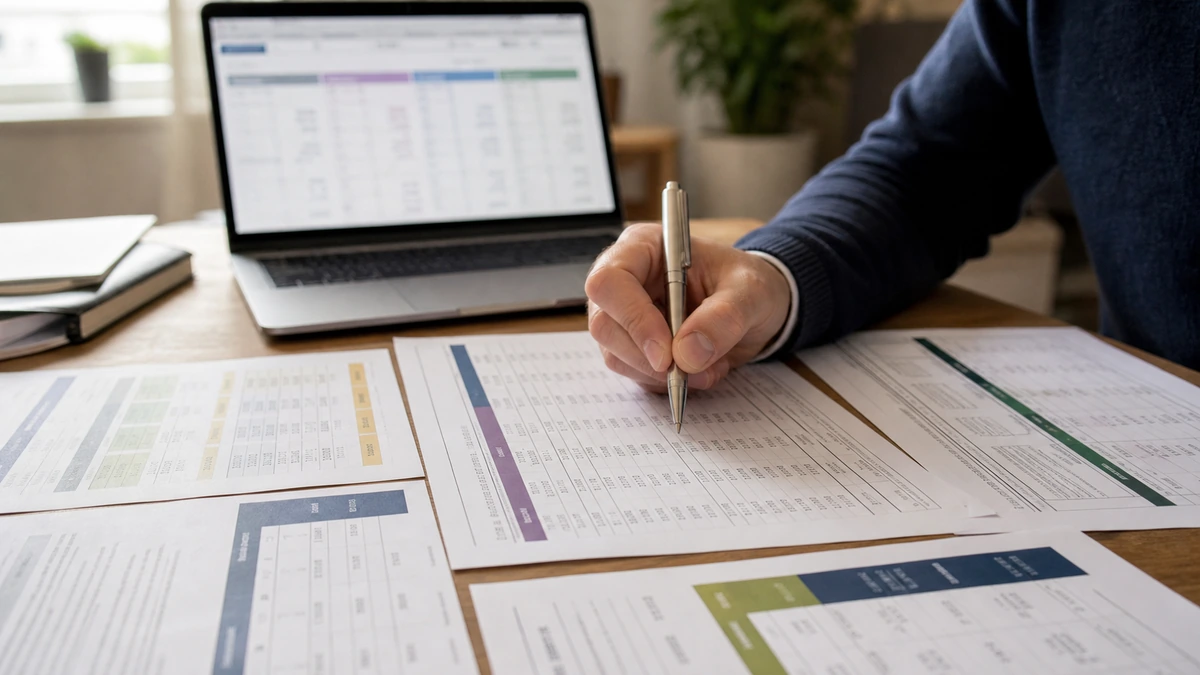 Comparaison de plusieurs devis d'assurance emprunteur étalés sur une table, avec documents annotés au stylo