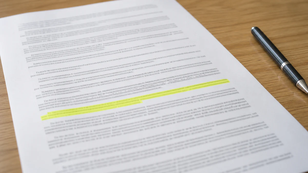 Gros plan sur une page de contrat de bail commercial posée sur un bureau, avec la clause de répartition des réparations et grosses réparations soulignée au marqueur, aucun nom ni donnée identifiable visible
