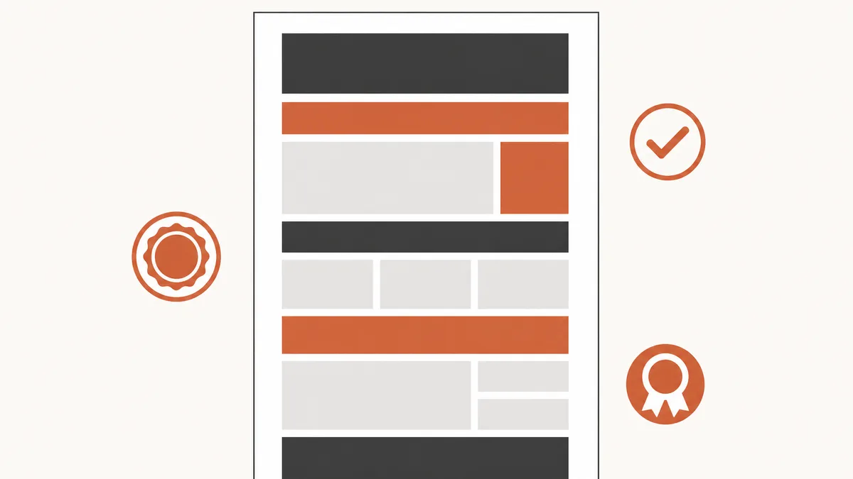 Illustration graphique en aplats de couleur détaillant l'anatomie d'un rapport d'expertise sécheresse conforme, avec mentions obligatoires mises en évidence par icônes