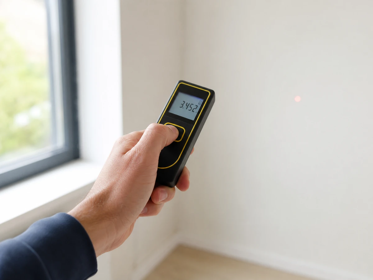 Télémètre laser utilisé pour relever les cotes d'un bâtiment