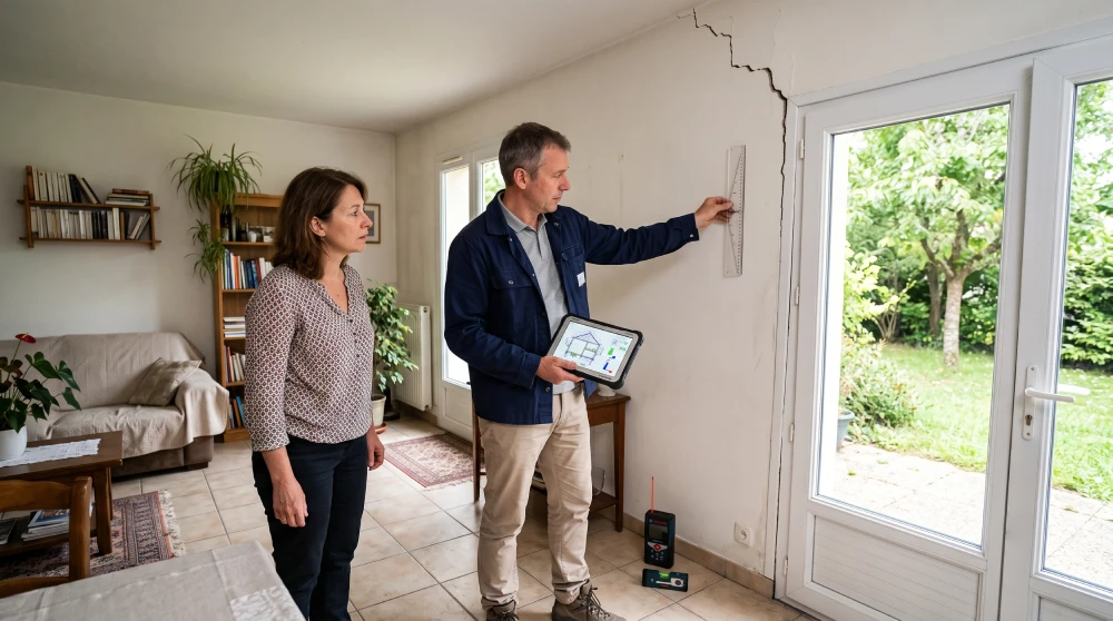 Évaluation des risques structurels sur une fissure intérieure traversant un mur porteur